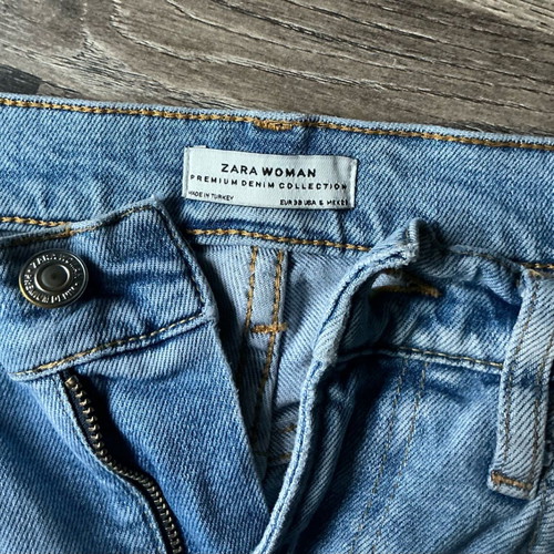 Zara jeans size 38 used, light blue ripped denim