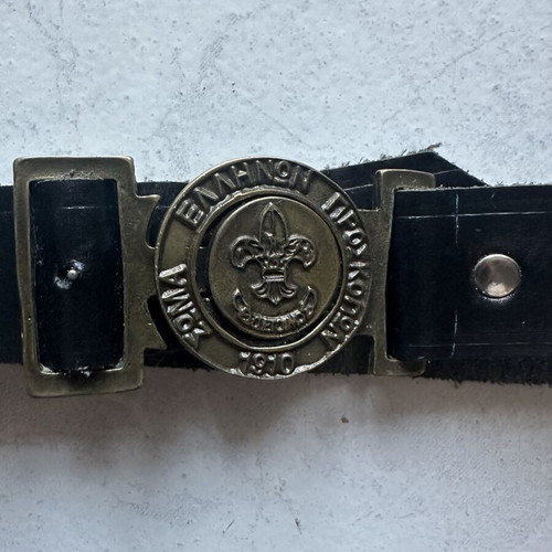 Leather Scout Belt "Σώμα Ελλήνων Προσκόπων 1910" like new, black, size 85