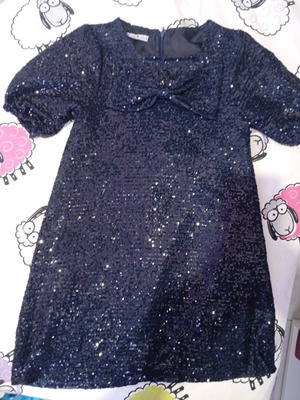 Evita blue dress with sequins like new, size 8-10 years