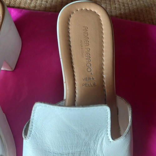 Andrea Pierago white platforms with silver like new, size 40