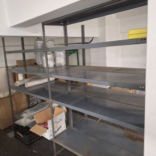Dexion shelves used, 1.20m x 40cm and 2m x 90cm, 27 shelves total