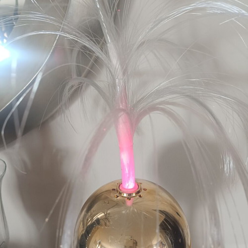 Vintage fiber optic lamp with clock used, space age style