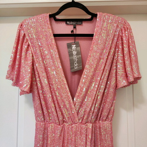 Nazezhda Luxury Sequin Maxi Dress new, pink, size S/M