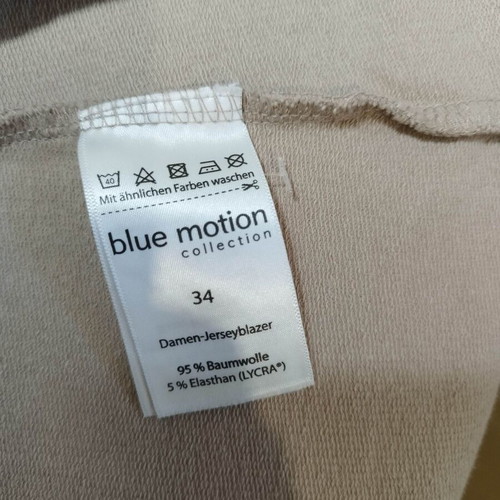 Blue Motion blazer with animal-print lining, size 34, like new
