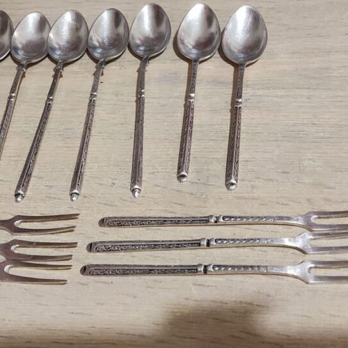 Silver 800 spoons and forks used, set of 14 pieces