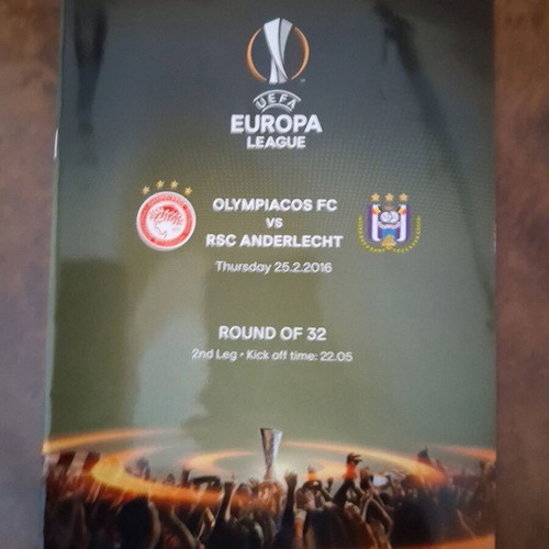 Official Olympiacos vs Anderlecht Europa League 2015-2016 program like new