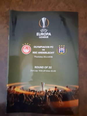 Official Olympiacos vs Anderlecht Europa League 2015-2016 program like new
