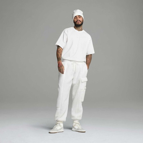 Adidas X Ivy Park Teddy Cargo Sweat Pants used, white, unisex, oversized