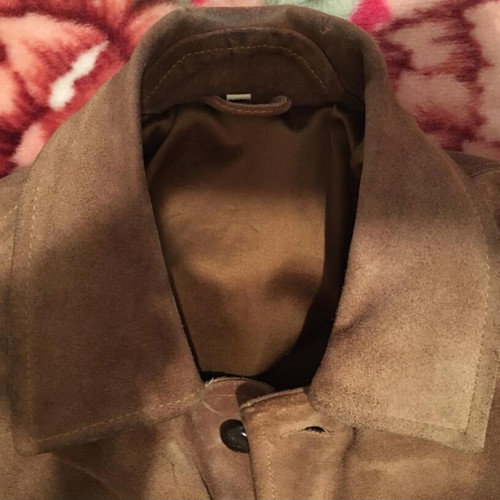 Suede leather men's jacket used, brown, size XL