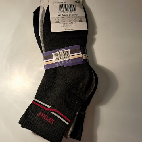 Set of 3 men's sport socks size 40-46 new, multicolor