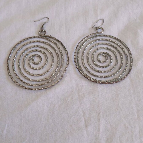 Spiral dangle earrings used, silver
