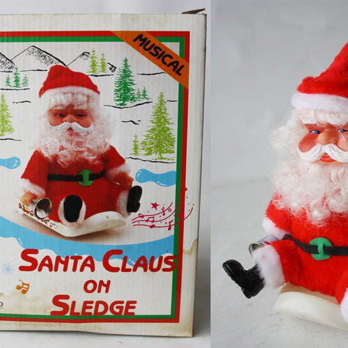 Santa Claus with sledge and music from 1990 decade new