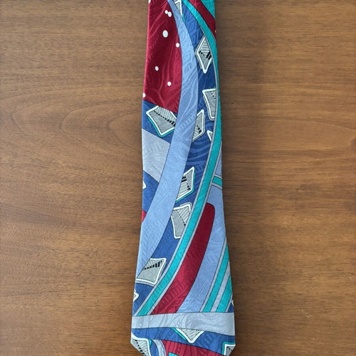 Vintage pure silk tie 90s, abstract geometric style