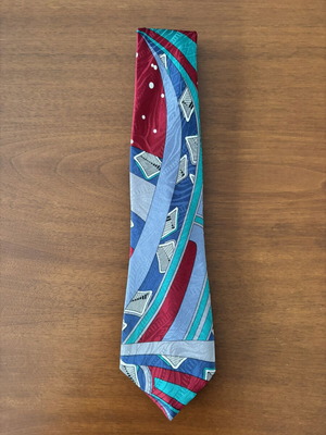 Vintage pure silk tie 90s, abstract geometric style