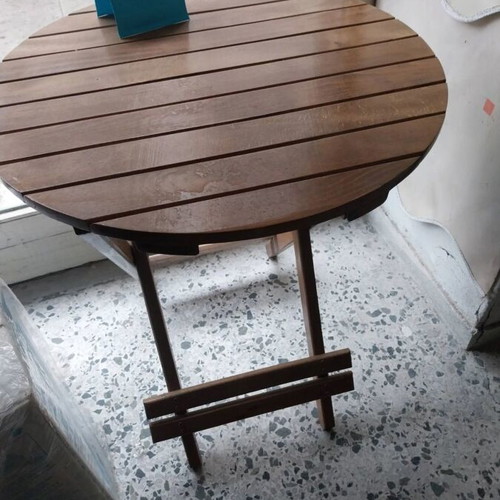 Beech folding garden table new, diameter 60cm