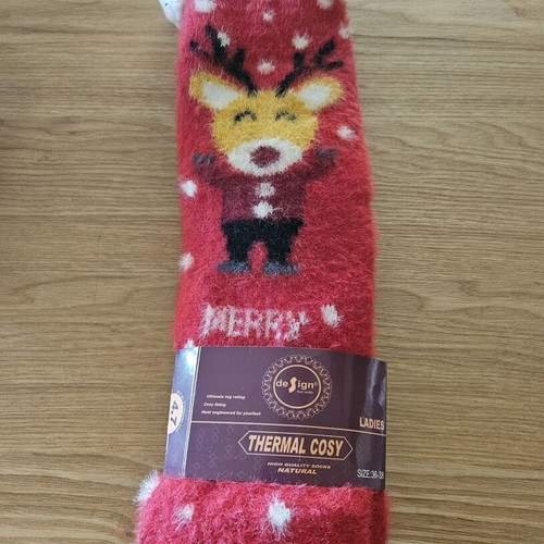 Christmas warm socks new, size 36-38, white and red