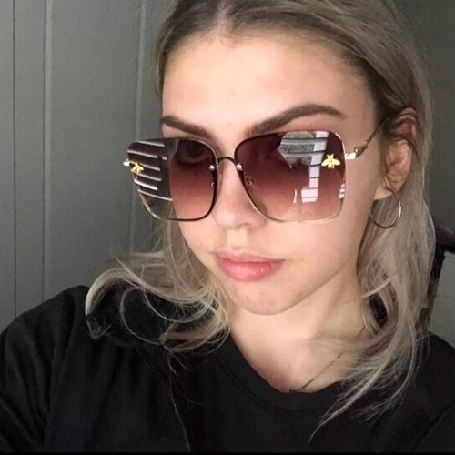 Fashion Lady square sunglasses new, brown gold with Natalia Oreiro CD gift