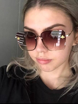 Fashion Lady square sunglasses new, brown gold with Natalia Oreiro CD gift