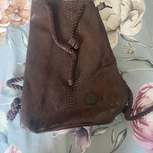 Leather backpack bag, brown, slight gloss