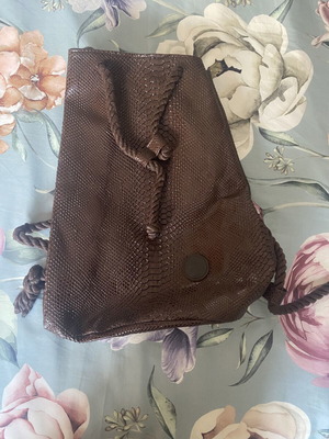 Leather backpack bag, brown, slight gloss