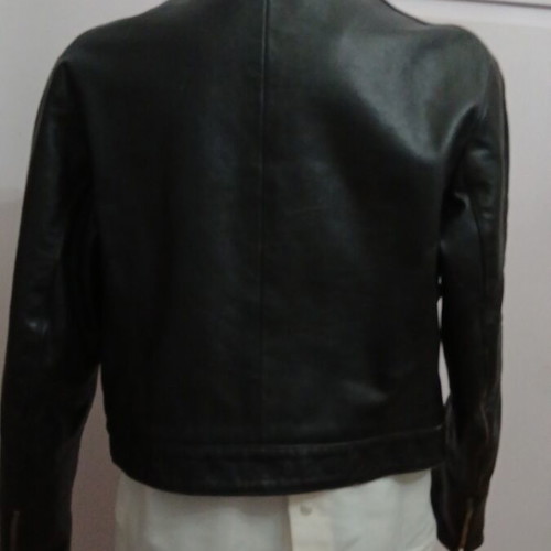 Women's leather jacket used, short, black, size XS