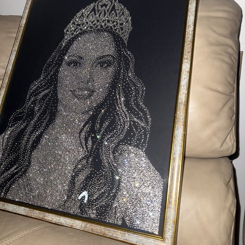 Handmade portrait with Swarovski crystals