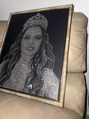 Handmade portrait with Swarovski crystals