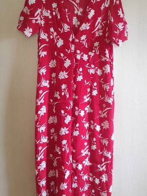 Zara summer dress like new, red with white flowers, size L