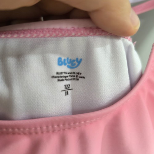 Bluey & Bingo Girls' One-Piece Swimsuit like new, pink ombre, size 4-5 years