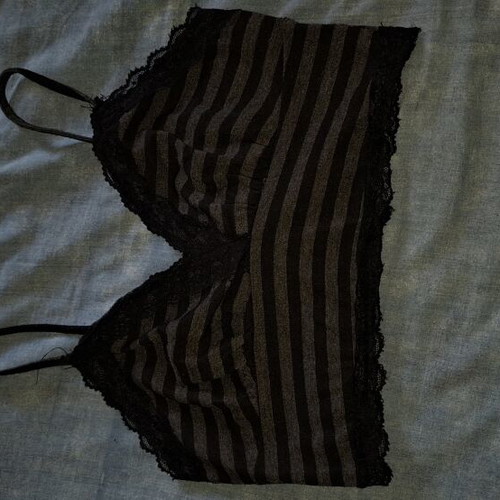 Shein Grunge Crop Top New, Black and Grey, Size M