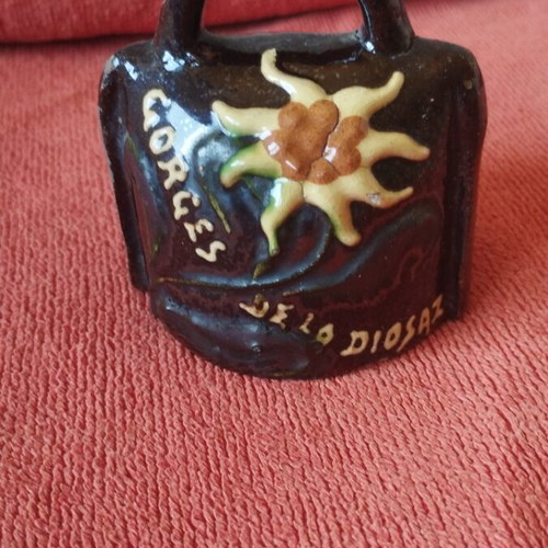 Ceramic decorative bell used, souvenir from Gorges de la Diosaz