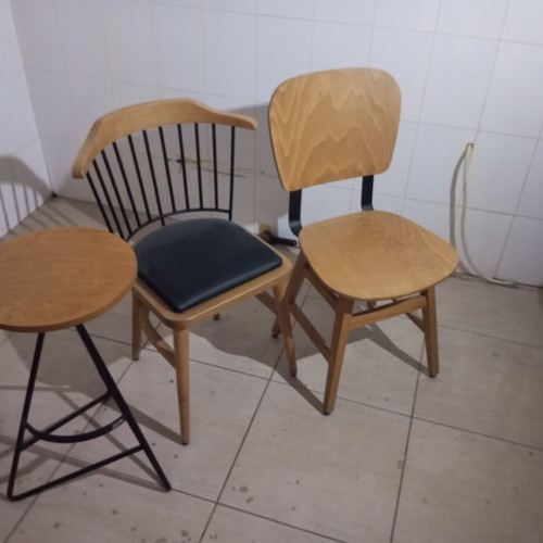 Professional kitchen equipment used, table and chairs