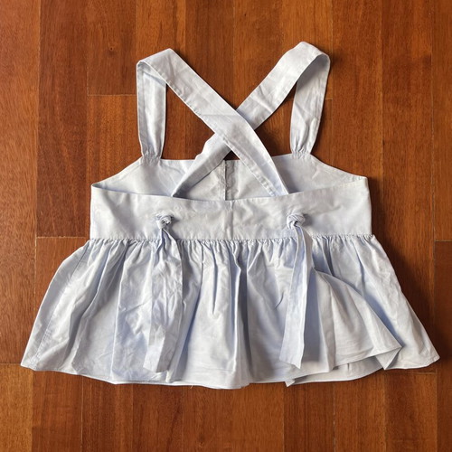 Zara top baby blue with pearl details and adjustable straps like new, size L