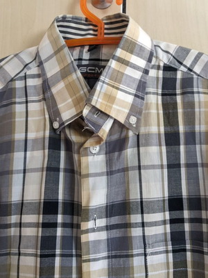Men's short-sleeve shirt medium used, beige and gray