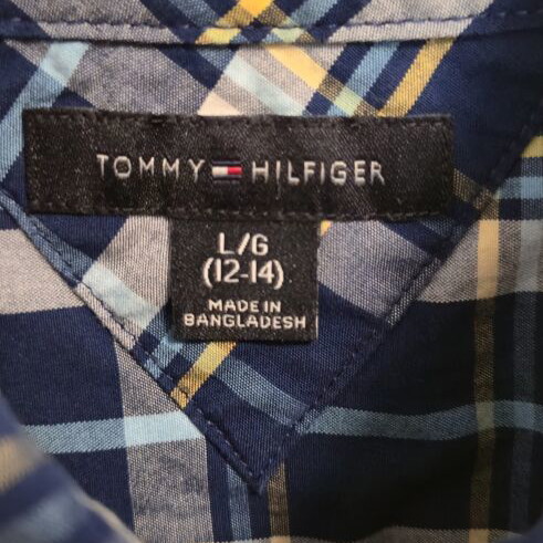 Tommy Hilfiger boys' long sleeve plaid shirt, size L (12-14 years)