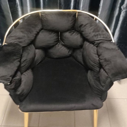 Black velvet sofa and two matching armchairs like new