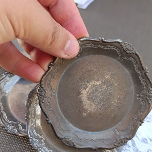 Old silver-plated coasters, set of 5