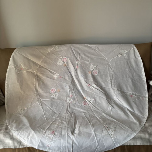 Traditional handmade crochet table linens, 75 pieces, vintage