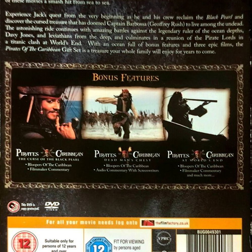 Pirates of the Caribbean three movie collection DVD used, English subtitles