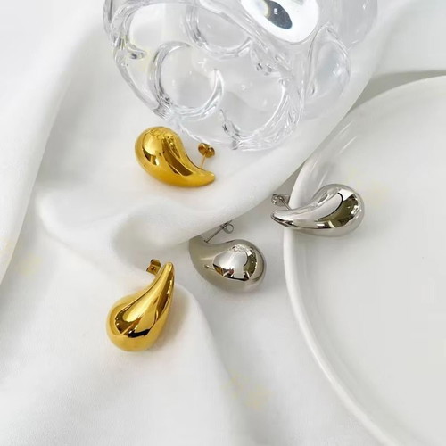 Stainless steel thick teardrop earrings new, gold and silver