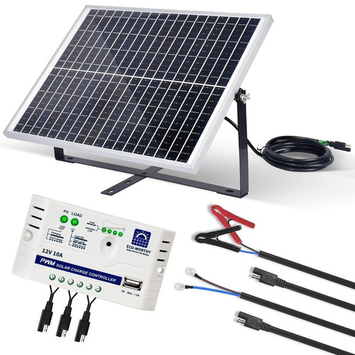 Monocrystalline Solar Panel Kit 25W 12V with Controller and Mounting