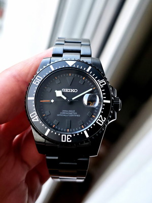 Seiko Mod Sub 40mm NH35 Automatic Watch black and orange