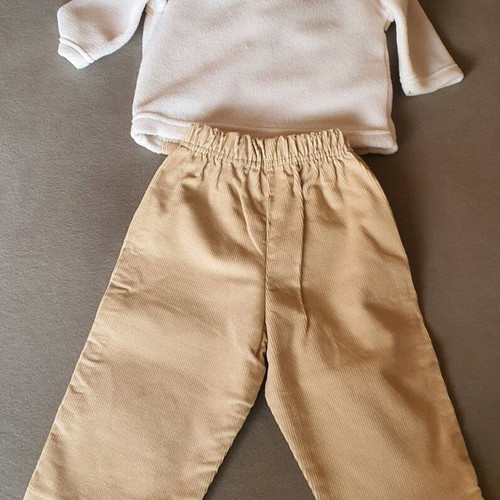 Unisex Baby Set Size 2 80cm 12-18 Months Corduroy Pants with Fleece Shirt New