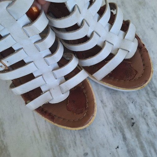 Platform sandals Fashion Icon used, white straps, cork sole, size 41