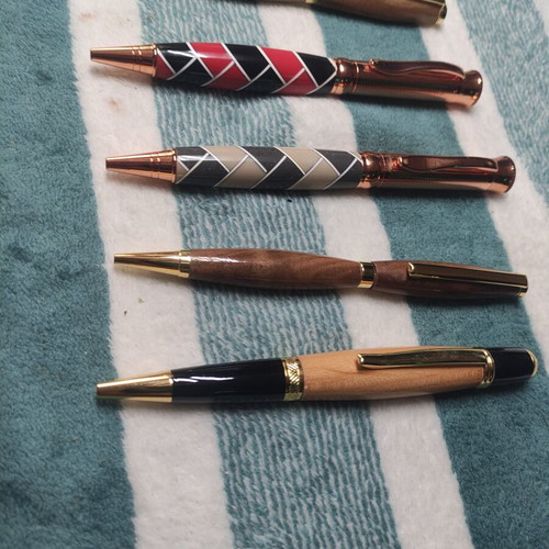 Set of 5 handmade pens from local woodturner of Keratsini, new