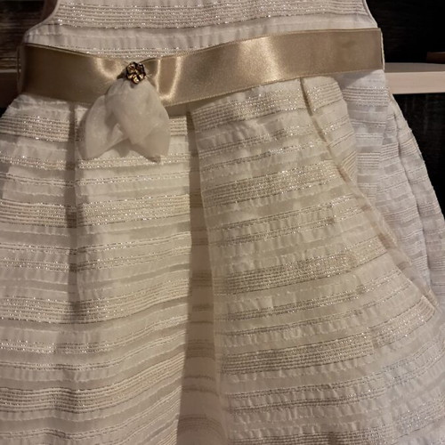 Mayoral baby dress like new, 12 months, beige with gold details