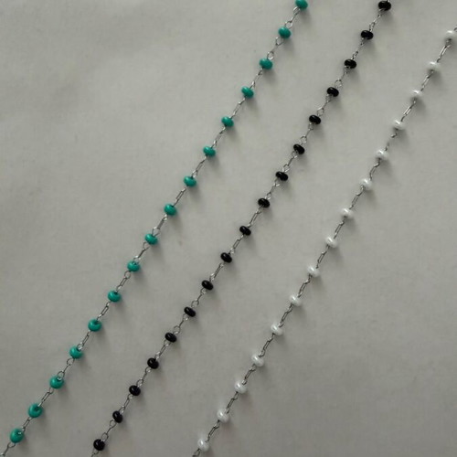 Anklet made of stainless steel, new, available in white and turquoise