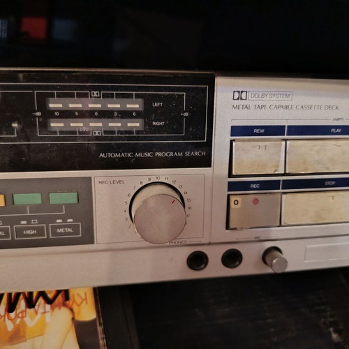 Hi Fi sound system with Technics multi CD player, Sony pick up, Denon amplifier, tuner, equalizer, and Sansui deck used