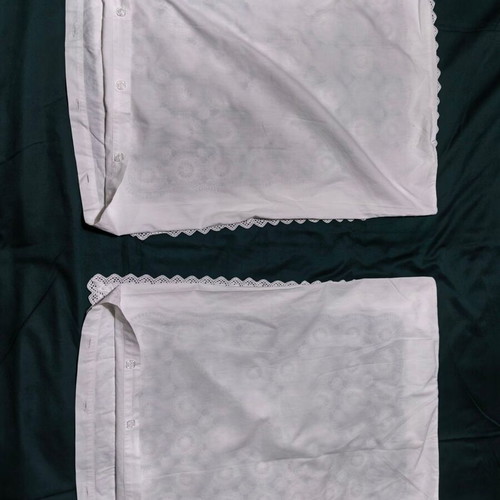 Vintage 60s pillowcases set of 2 used with handmade crochet lace