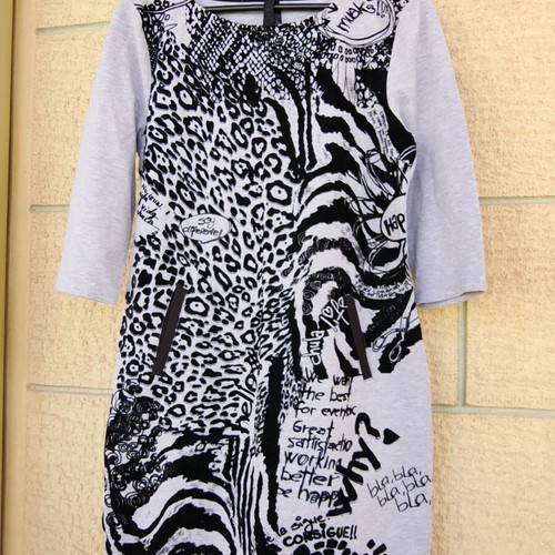 Desigual women's casual dress with patchwork and animal print